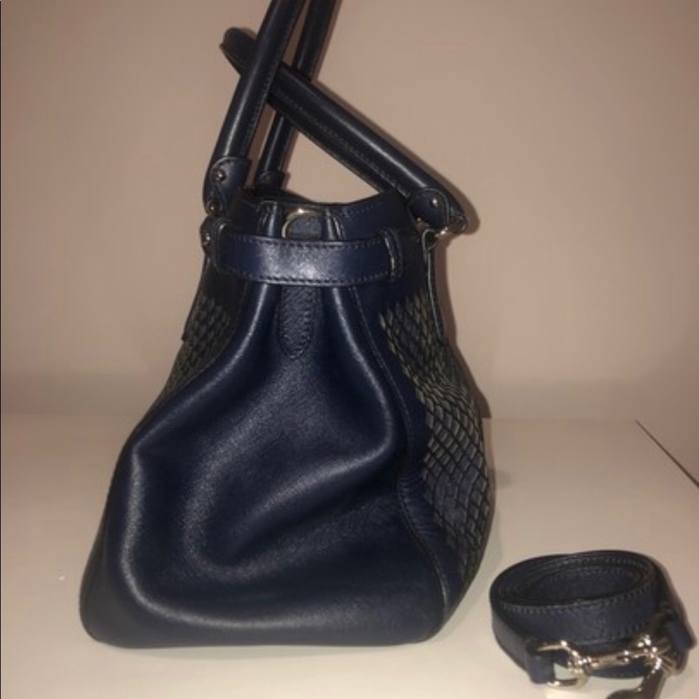 SOLD !!!!Salvatore Ferragamo Blue Perforated Satchel - Picture 8 of 13